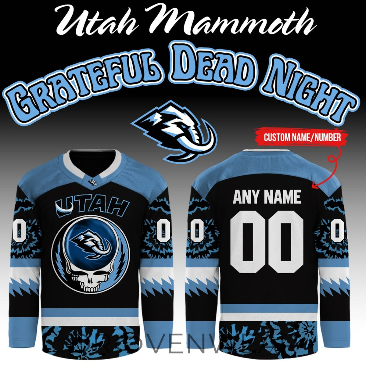 Utah Mammoth x Grateful Dead Night Limited Edition - 3D Hockey Jersey