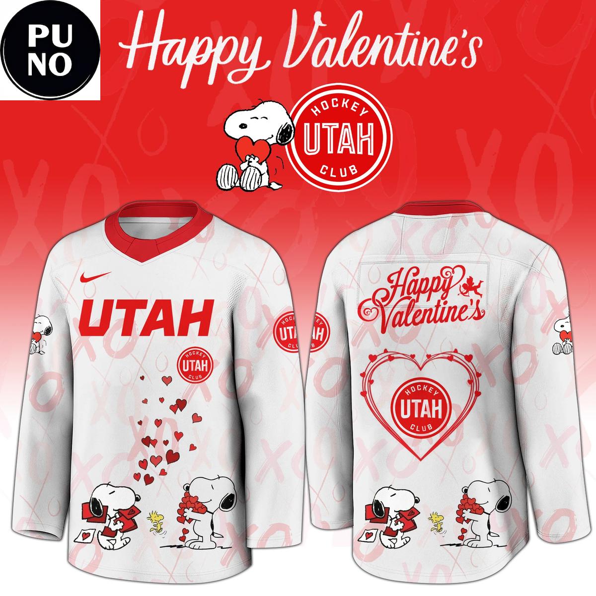 Utah Mammoth x Snoopy Happy Valentine 2026 Hockey Jersey