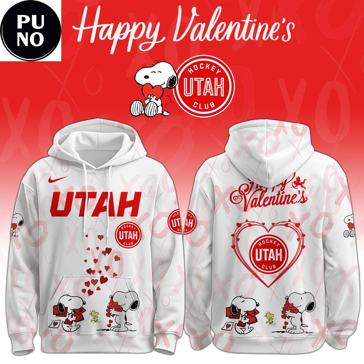 Utah Mammoth x Snoopy Happy Valentine 2026 Hoodie