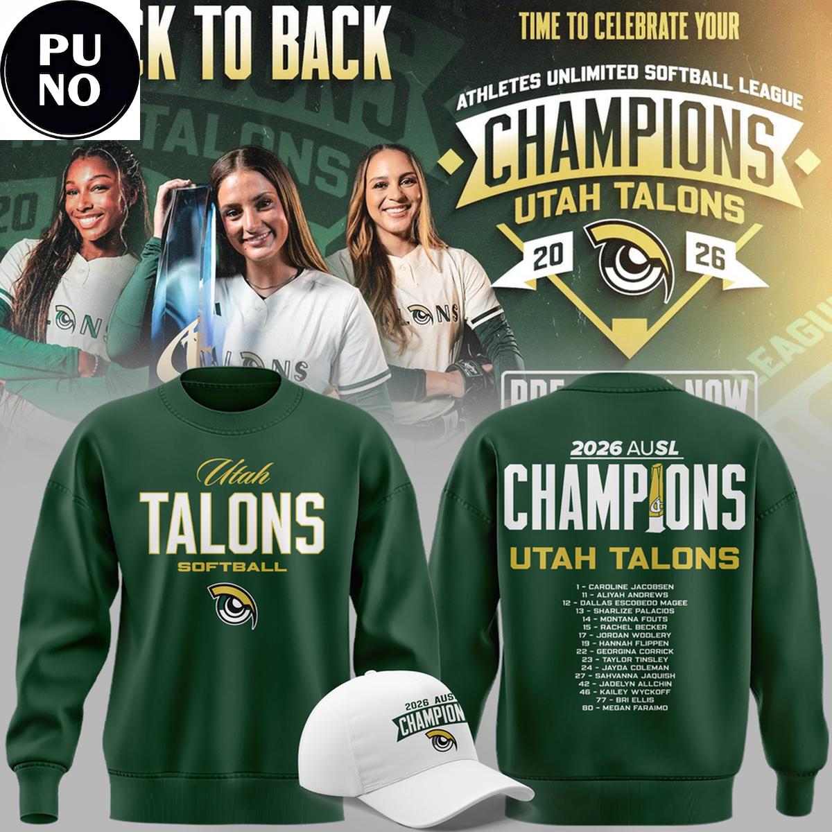 Utah Talons 2026 Athletes Unlimited Softball League Champions Hoodie T-Shirt
