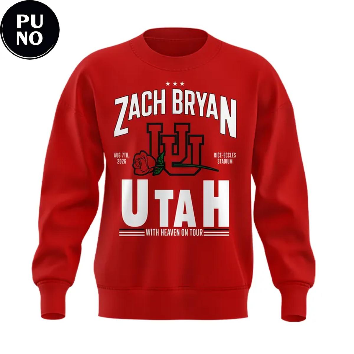 Utah Utes Football x Zach Bryan With Heaven On Tour 2026 Hoodie T-Shirt