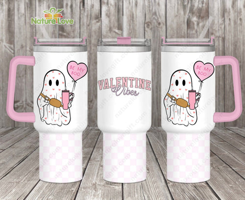 Valentines Vibes 40oz Tumbler With Handle Be Mine Boo Quencher