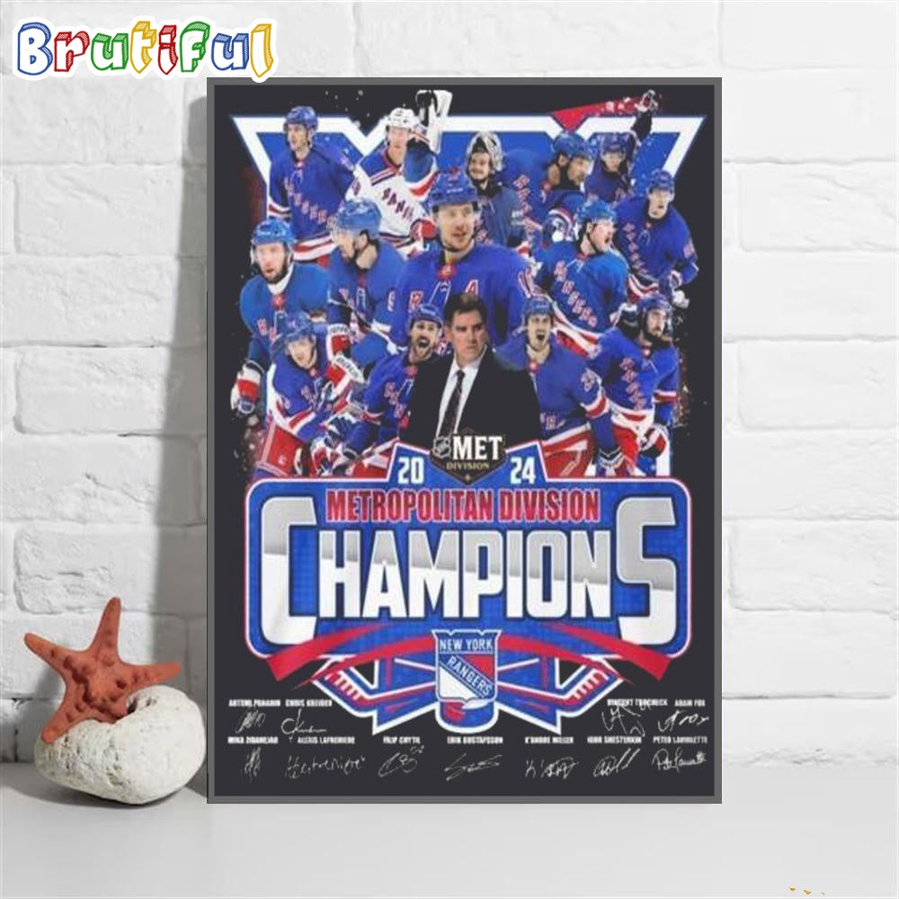 Vancouver Canucks 2024 Metropolitan Division Champions Wall Art Poster Canvas