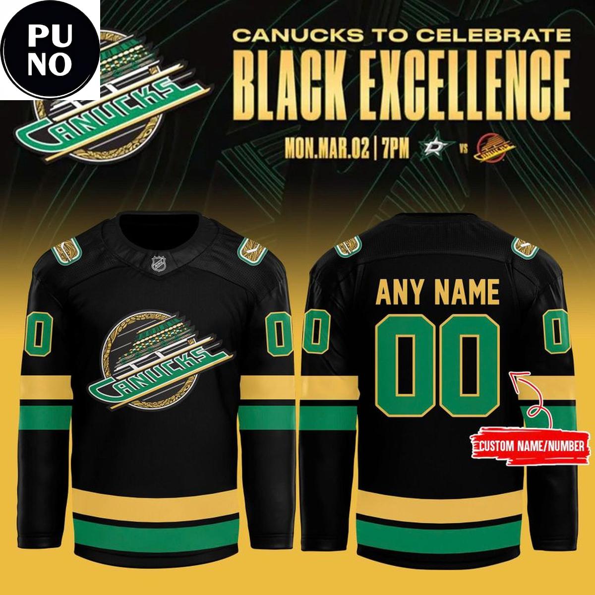 Vancouver Canucks Celebrate Black Excellence 2026 Personalized Hockey Jersey