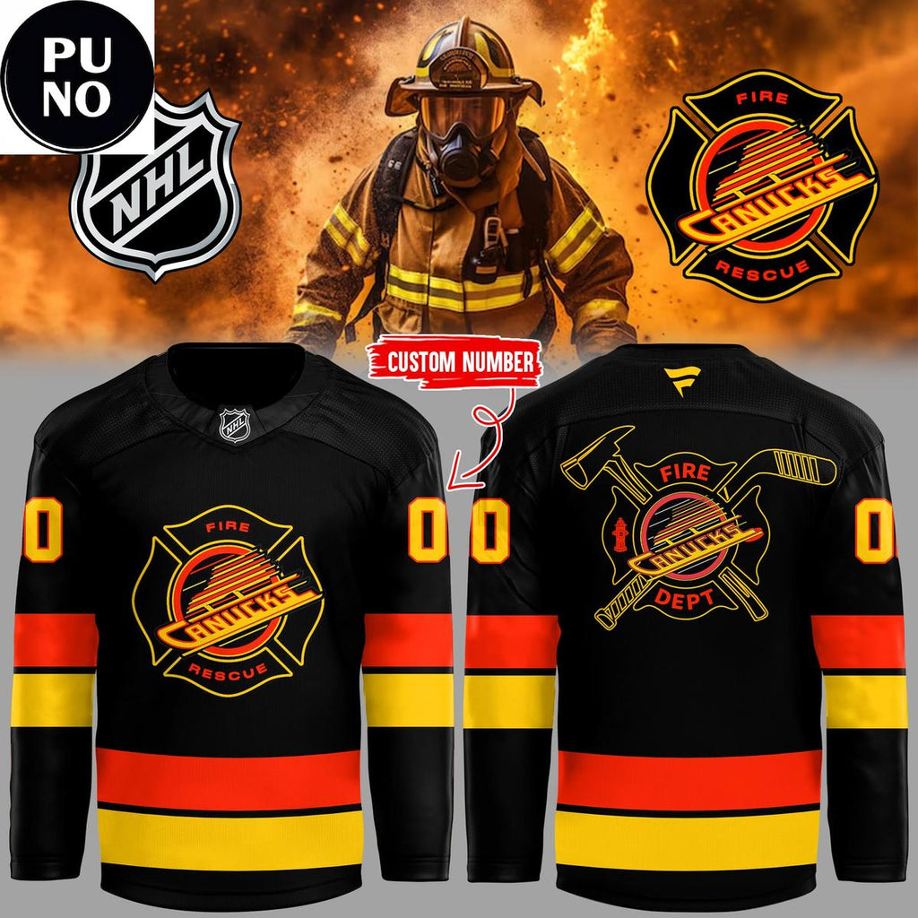 Vancouver Canucks Firefighter Night 2026 Personalized Hockey Jersey