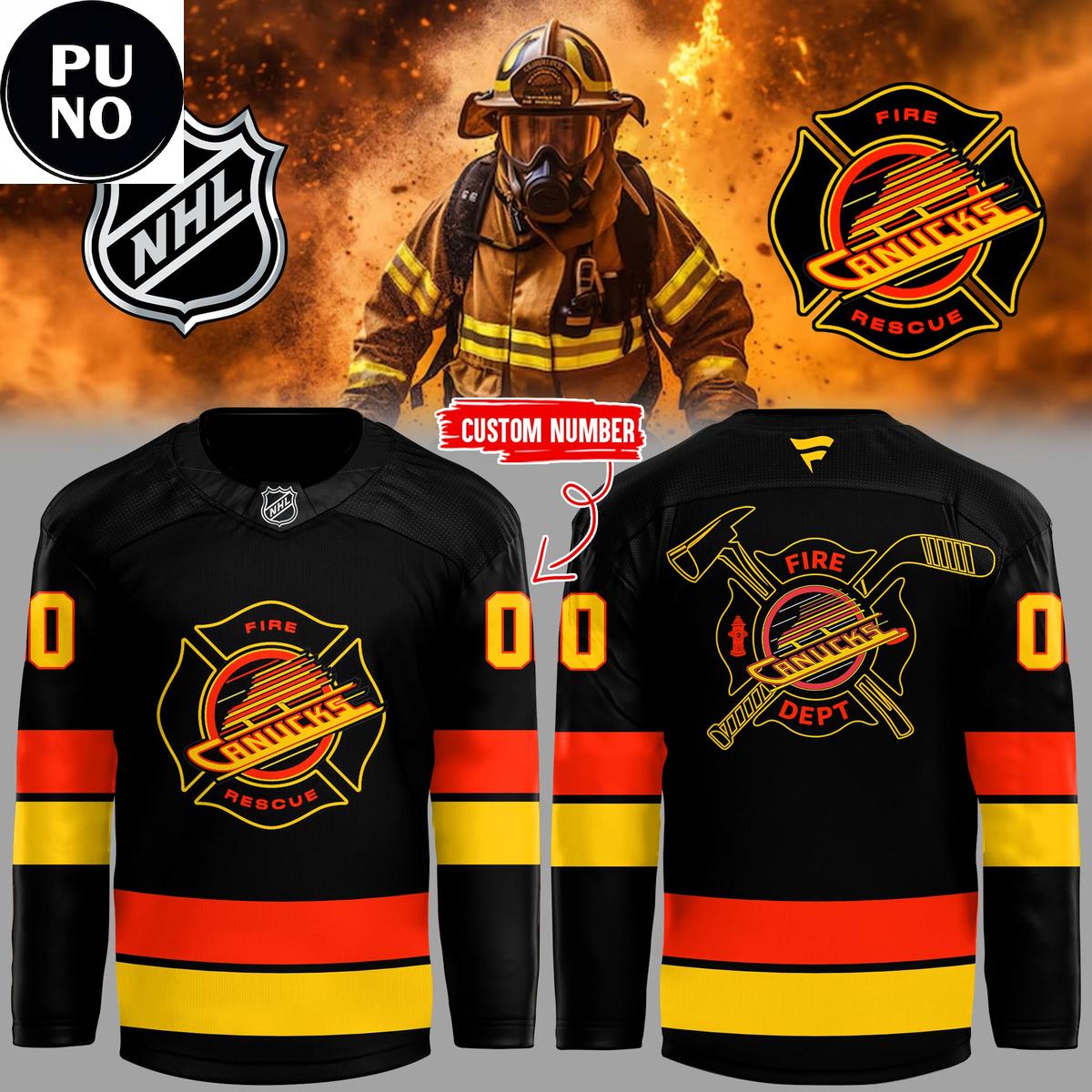 Vancouver Canucks Firefighter Night 2026 Personalized Hockey Jersey