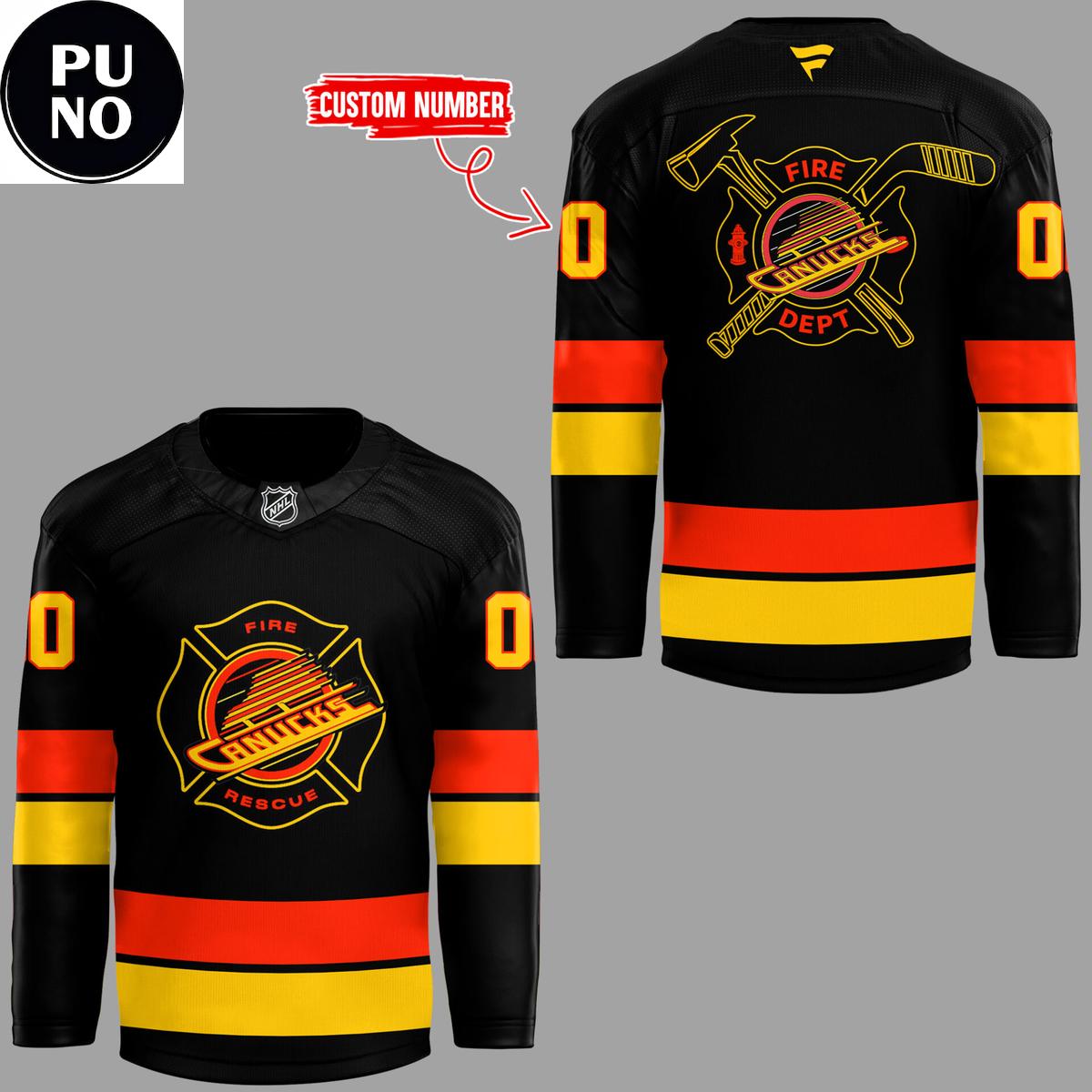 Vancouver Canucks Firefighter Night 2026 Personalized Hockey Jersey