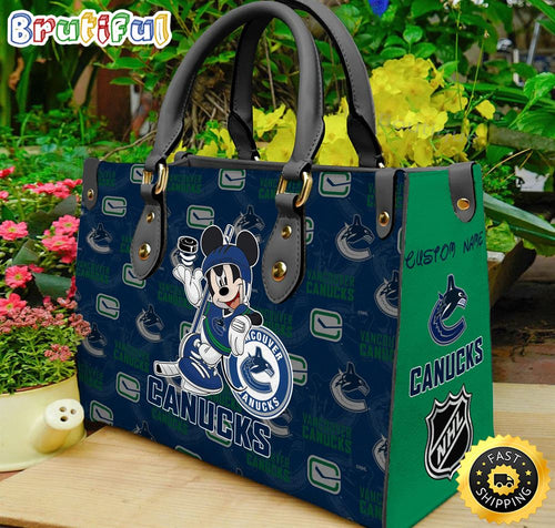 Vancouver Canucks NHL Mickey Women Leather Hand Bag