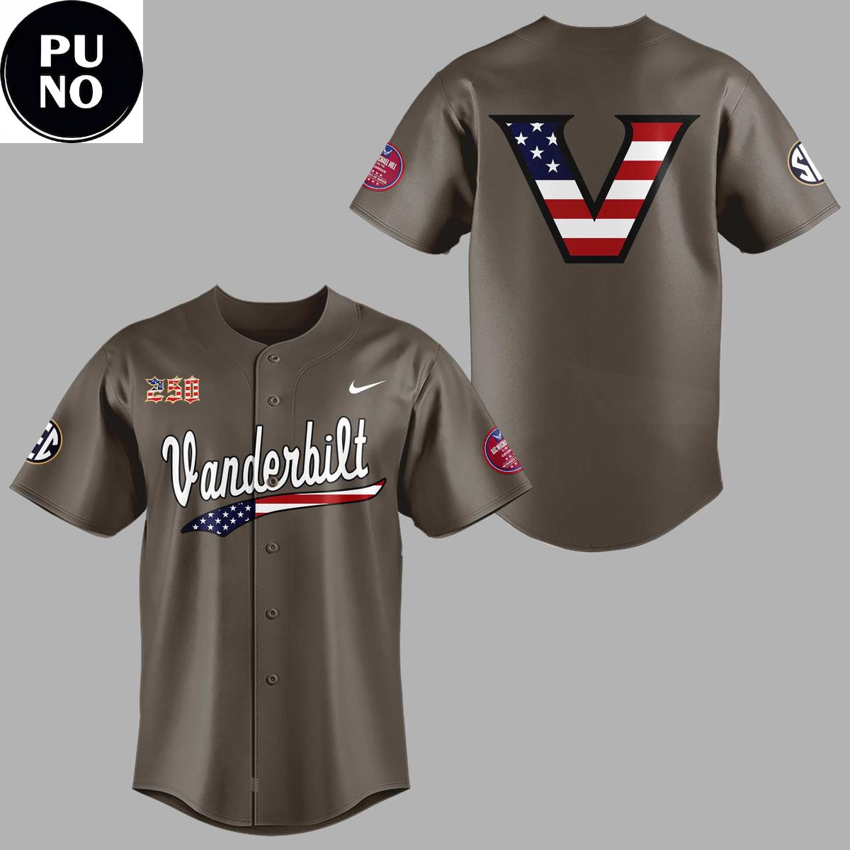 Vanderbilt Commodores 2026 Salute To Service Personalized Baseball Jersey