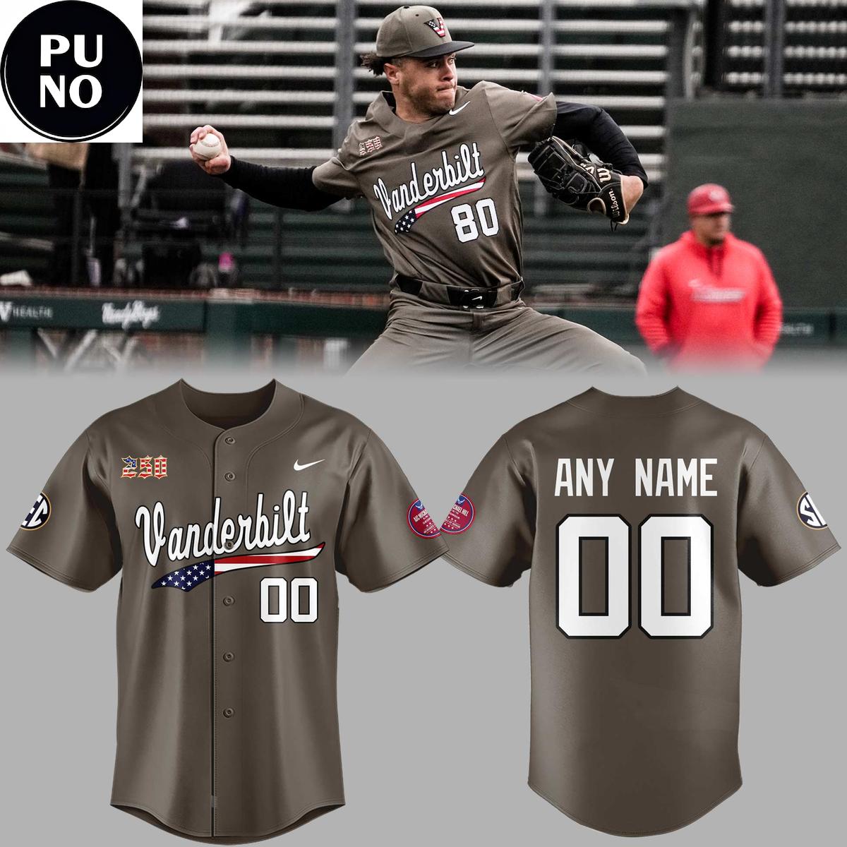 Vanderbilt Commodores 2026 Salute To Service Personalized Baseball Jersey
