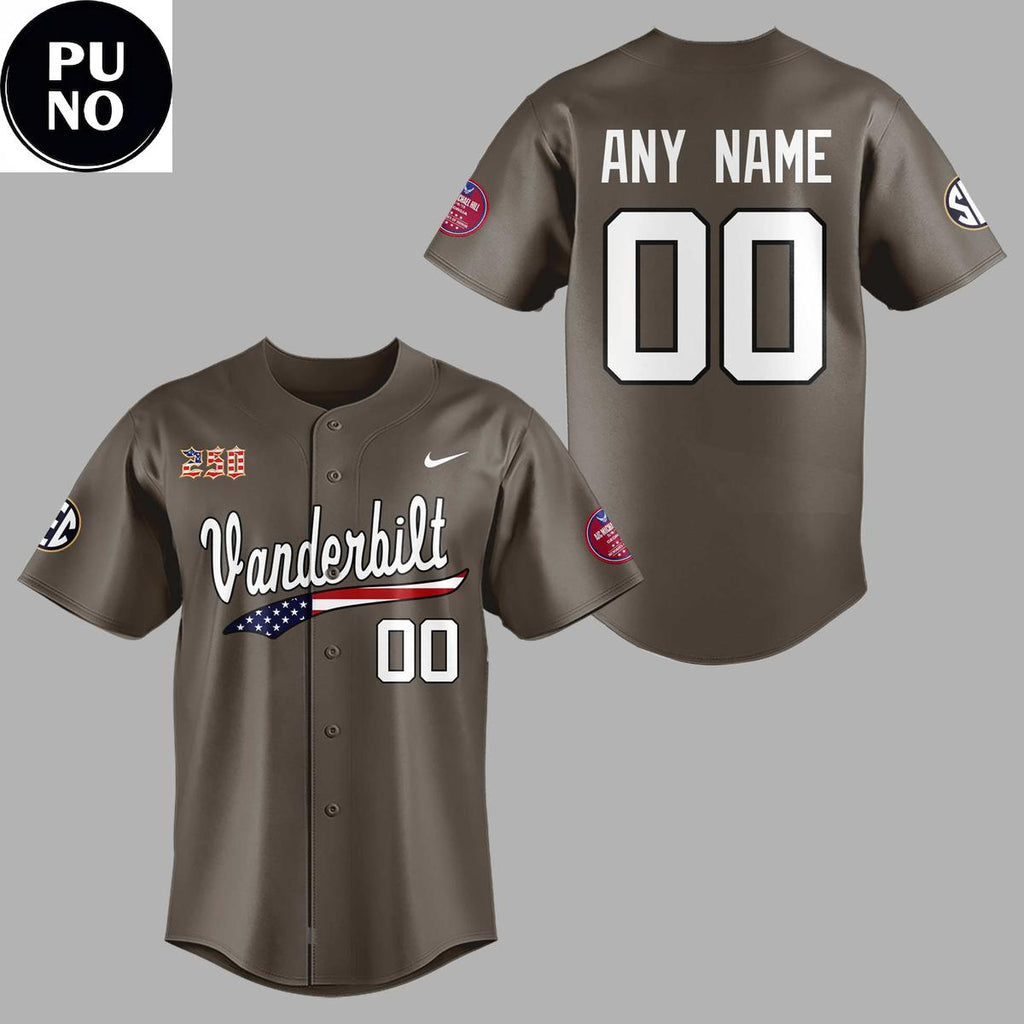 Vanderbilt Commodores 2026 Salute To Service Personalized Baseball Jersey