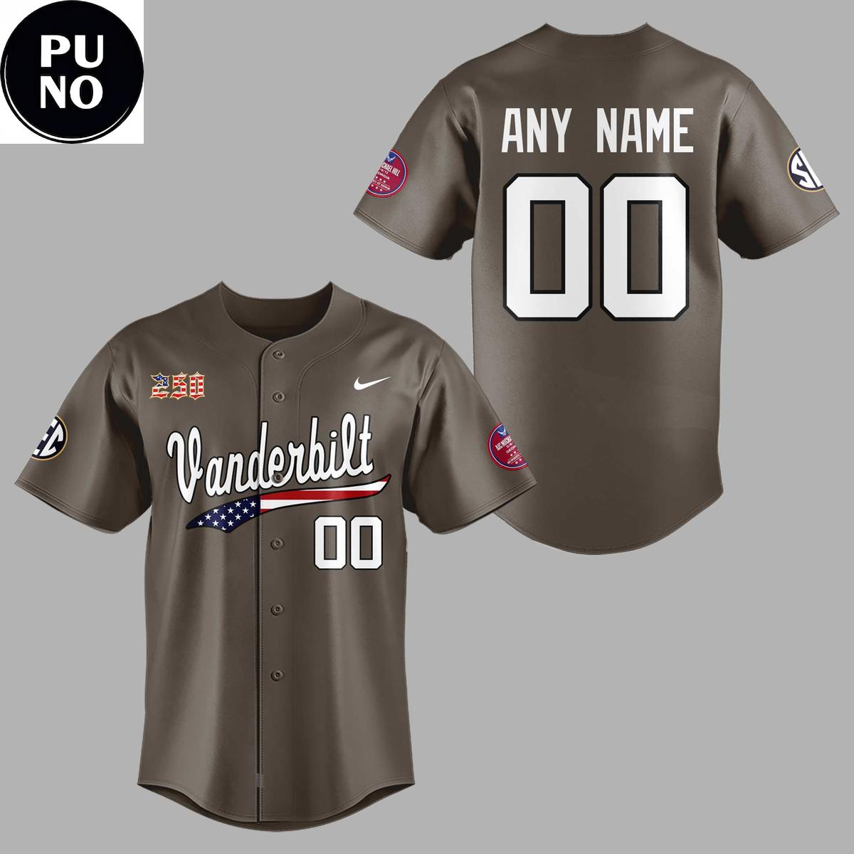 Vanderbilt Commodores 2026 Salute To Service Personalized Baseball Jersey