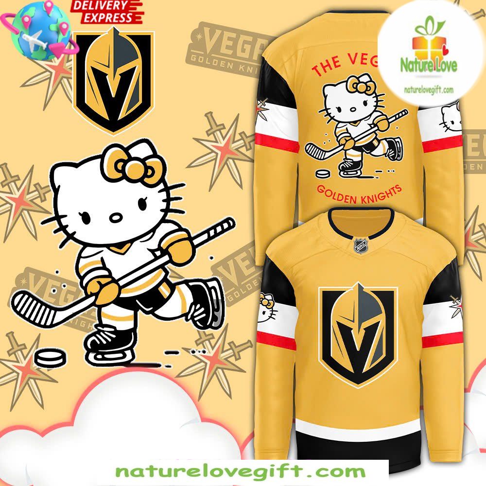 Hello Kitty Vegas Golden Knights 50th Anniversary Hockey Jersey