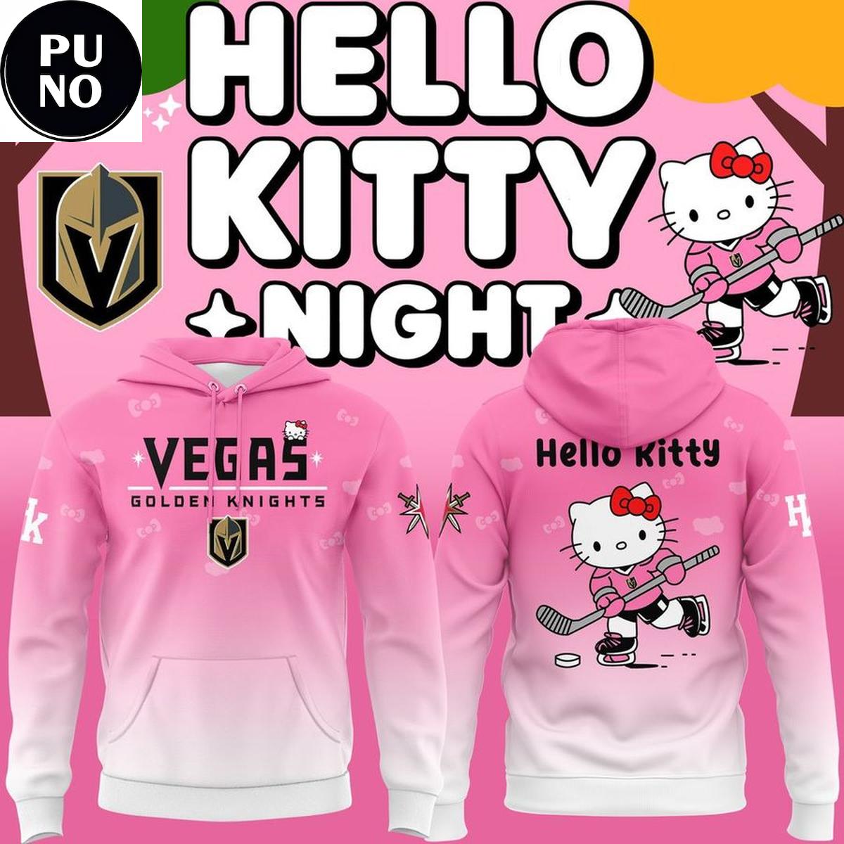 Vegas Golden Knights x Hello Kitty Pink Night 2026 Hoodie T-Shirt
