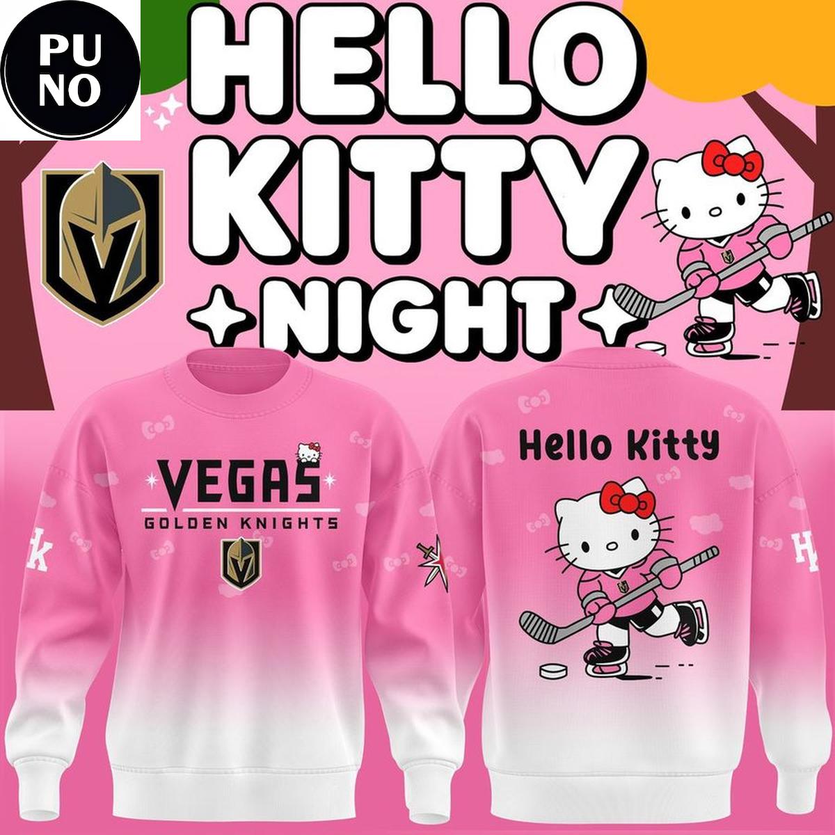 Vegas Golden Knights x Hello Kitty Pink Night 2026 Hoodie T-Shirt