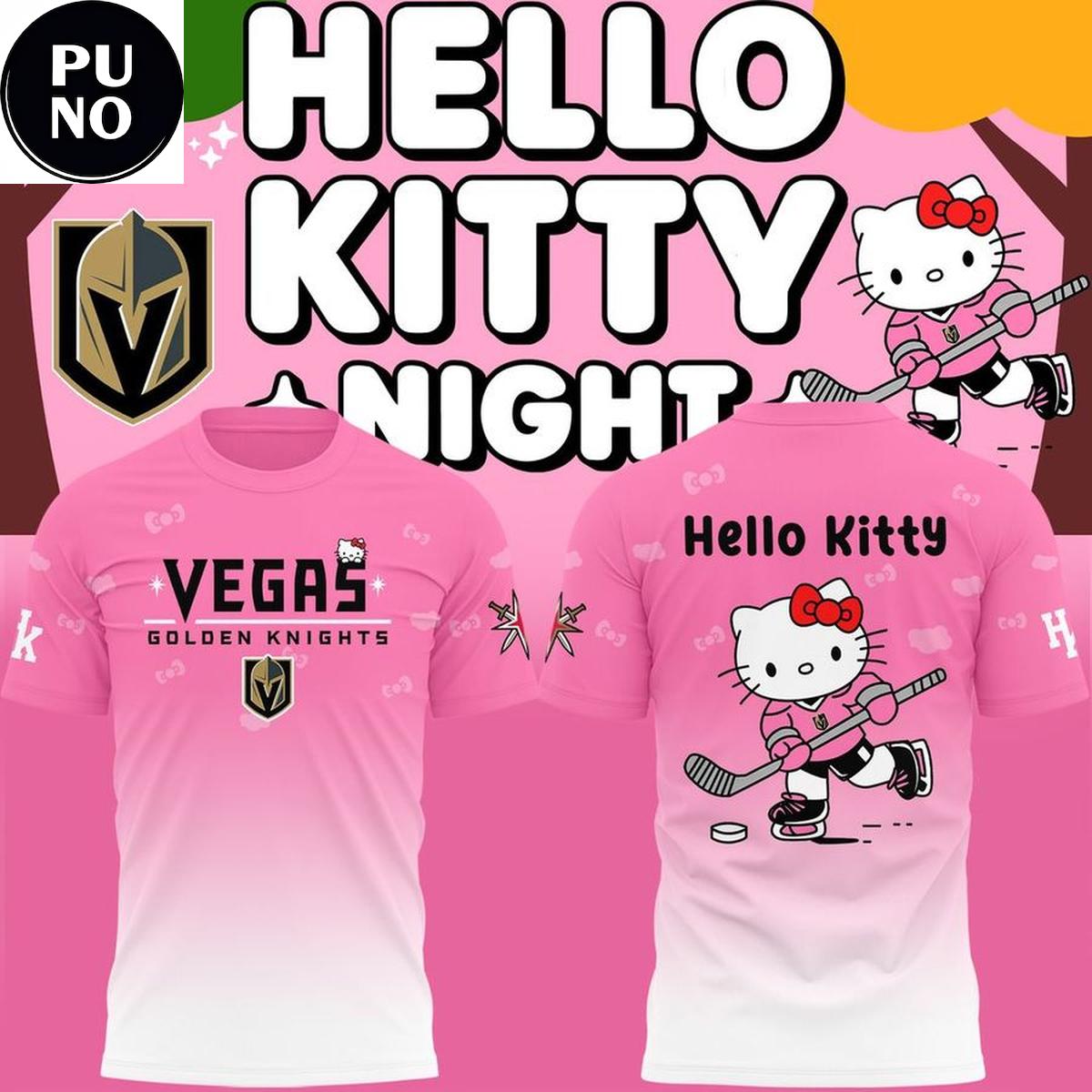 Vegas Golden Knights x Hello Kitty Pink Night 2026 Hoodie T-Shirt