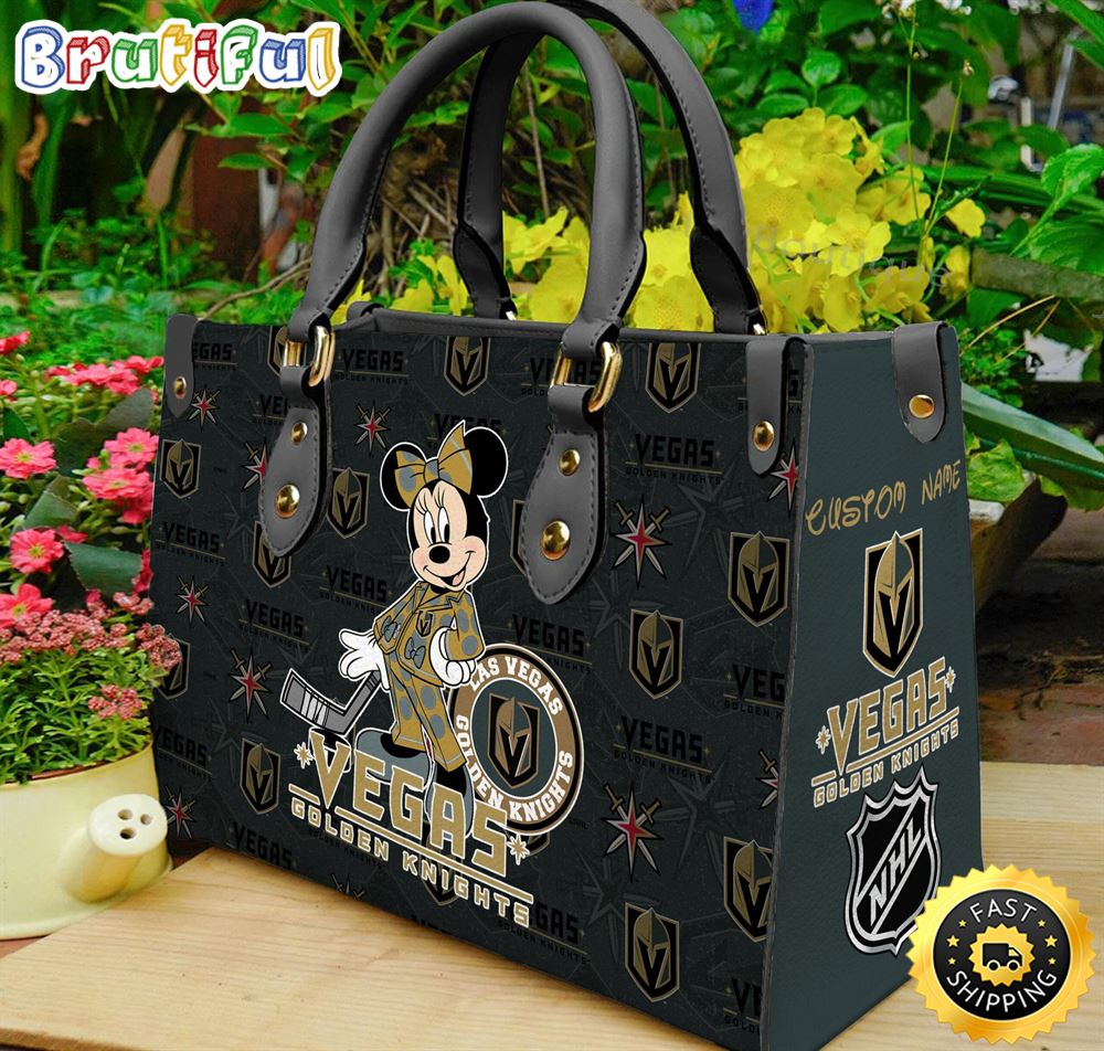 Vegas Golden Knights NHL Minnie Women Leather Hand Bag