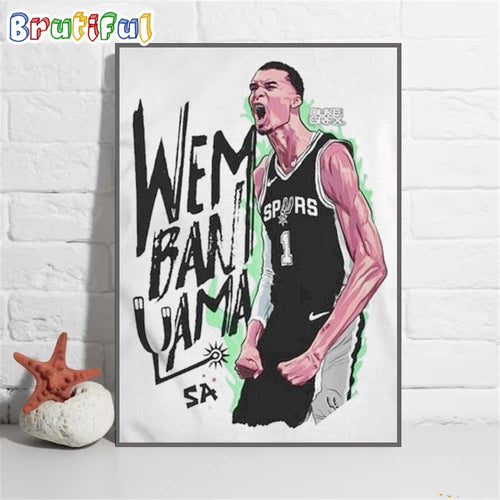 Victor Wembanyama San Antonio 2024 Spurs Basketball Wall Art Poster Canvas