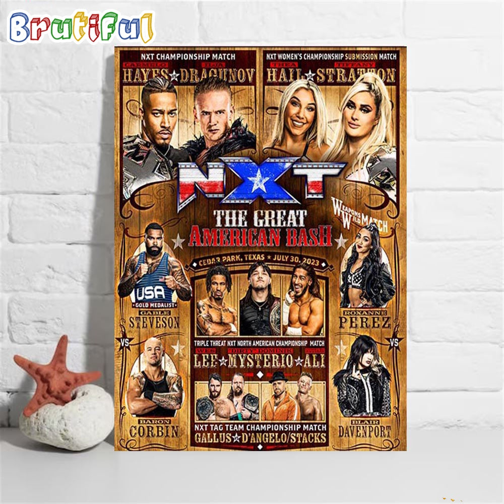WWE NXT The Great American Bash 2023 Rolls Into Austin TX Wall Art Poster Canvas