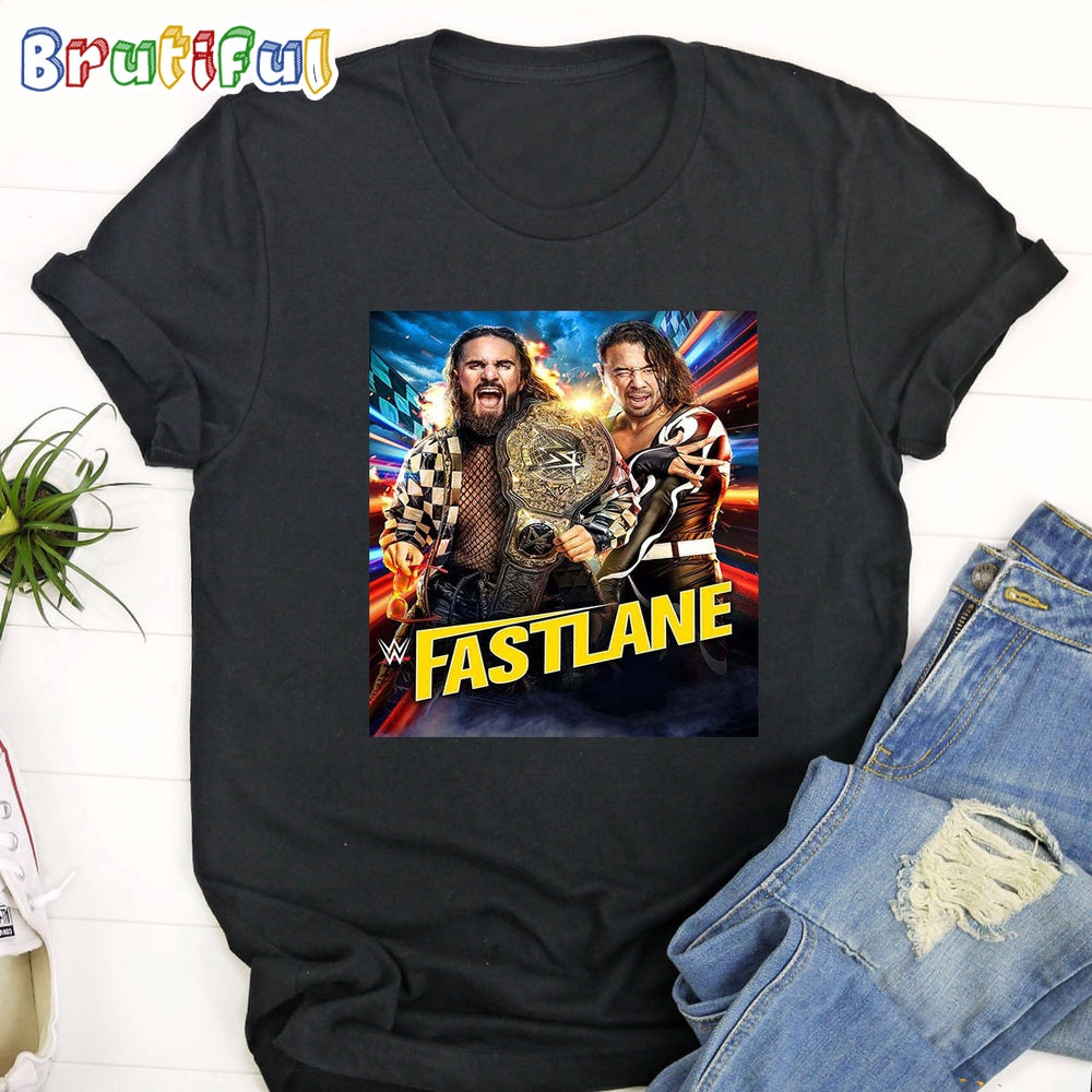 WWE World Heavyweight Champion Seth Rollins Defends Against Shinsuke Nakamura In A Last Man Standing Match At WWE Fastlane T-Shirt