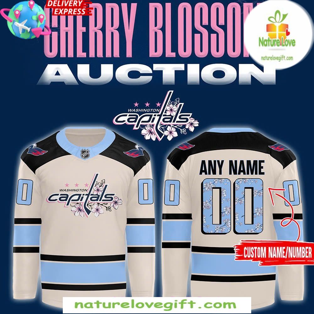 Washington Capitals 2026 Cherry Blossom Hockey Jersey Cream