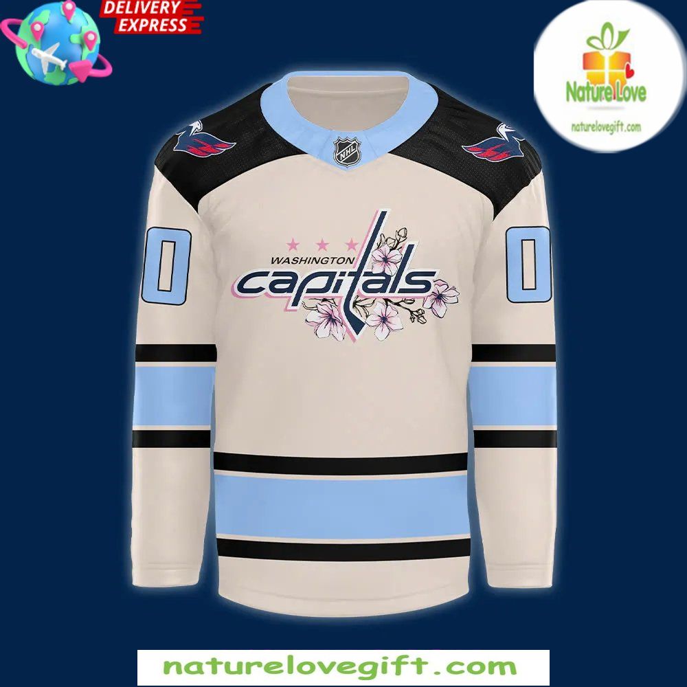 Washington Capitals 2026 Cherry Blossom Hockey Jersey Cream