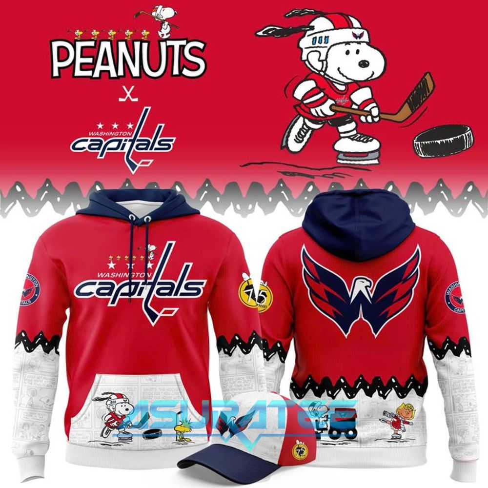 Washington Capitals ”Peanuts Night” 2026 Snoopy Special Hoodie, Cap
