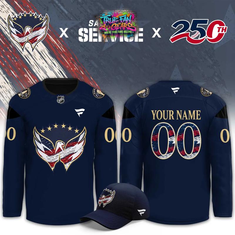 Washington Capitals x Salute To Service x 250th America 2026 Custom Hockey Jersey