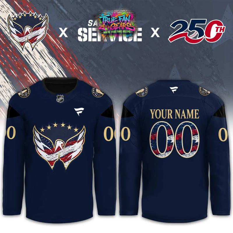 Washington Capitals x Salute To Service x 250th America 2026 Custom Hockey Jersey