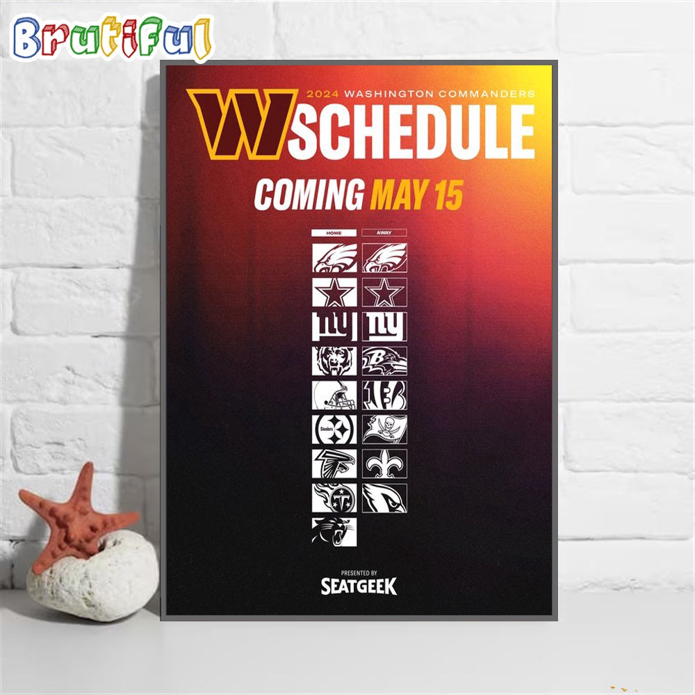 Washington Commanders 2024 NFL Season Schedule Wall Art Poster Canvas