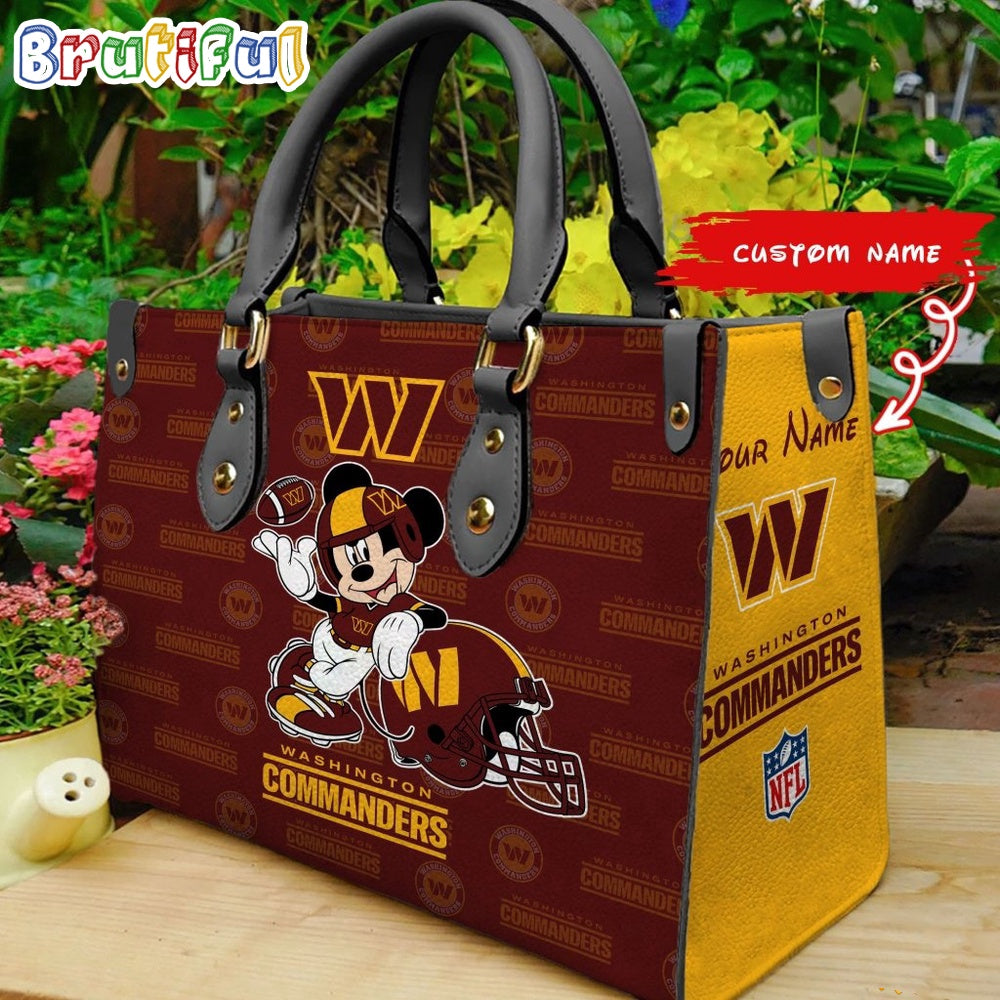 Washington Commanders Mickey Leather Bag Custom Name Women Bag