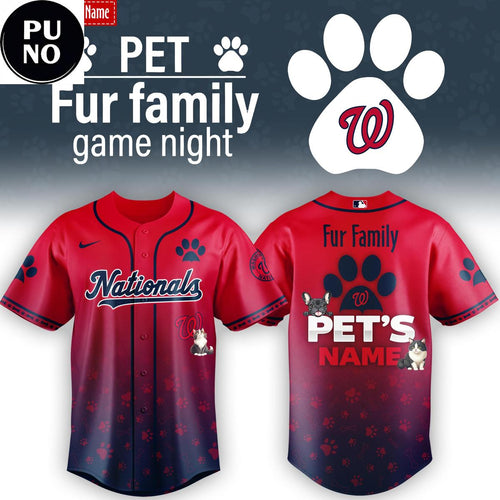 Washington Nationals x Fur Family Pet Game Night 2026 Personalized Baseball Jersey