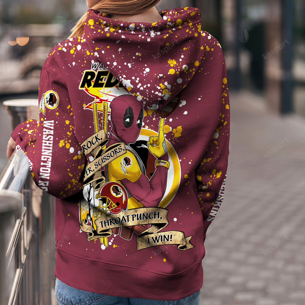Custom NFL Washington Commanders Hoodie Leggings Rock Paper Scissors Throat Punch I Win Hoodie