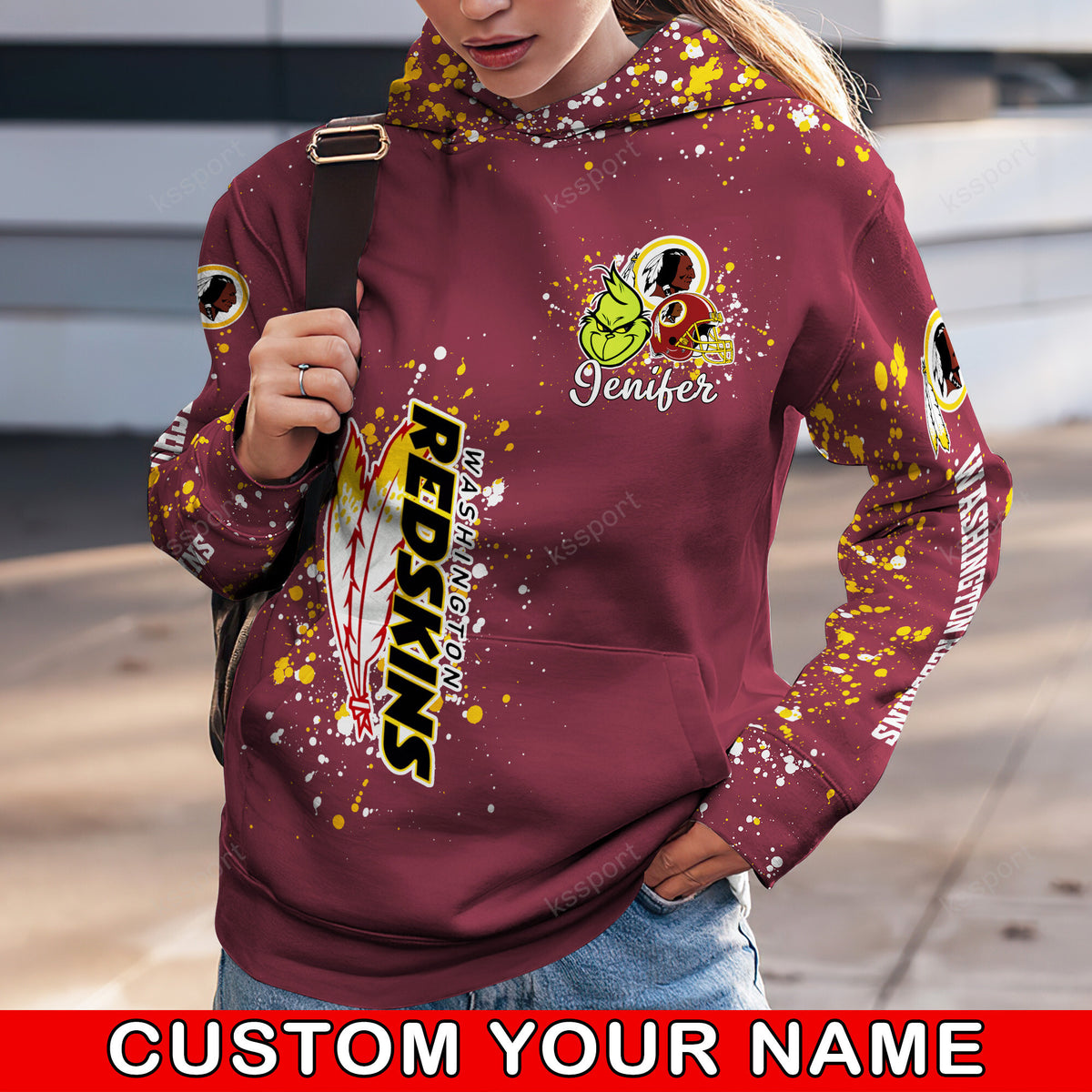 Custom NFL Washington Commanders Hoodie Leggings The Grinch Hoodie Rock Paper Scissors Throat Punch I Win