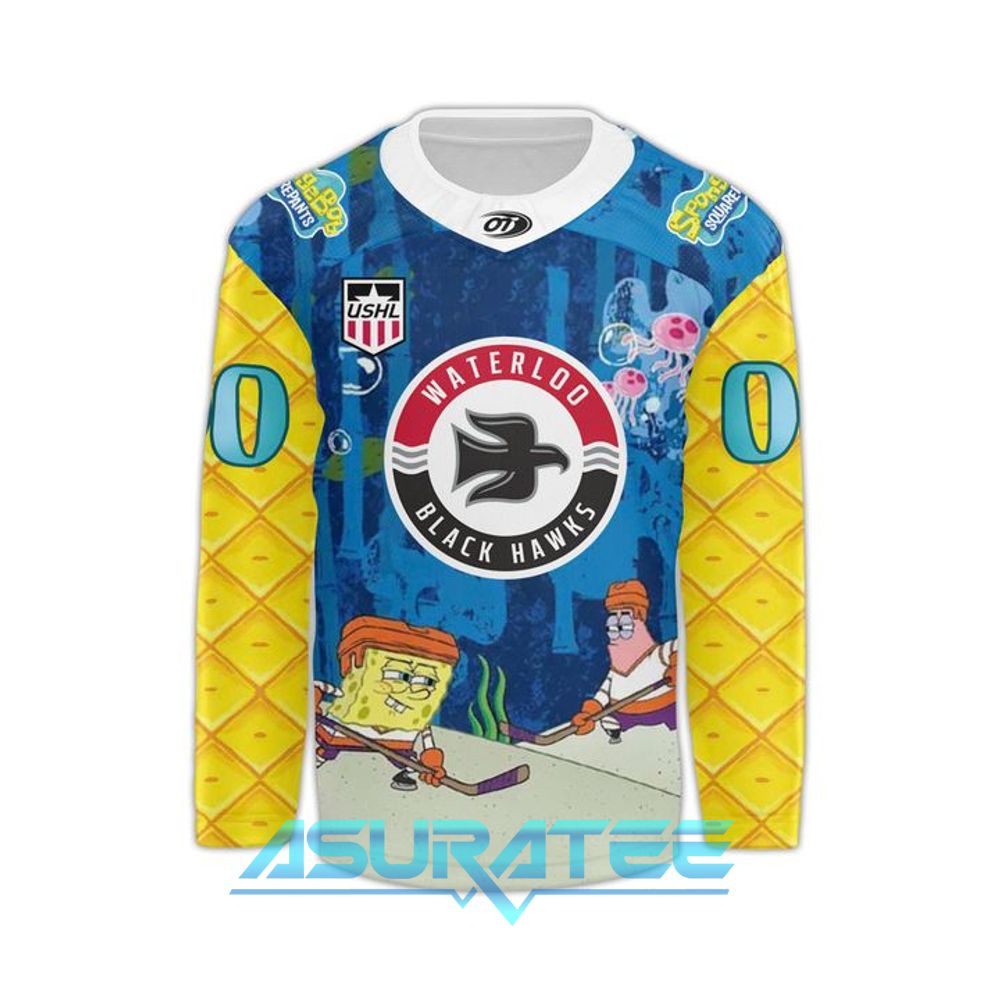 Waterloo Black Hawks x SpongeBob SquarePants Night Hockey Jersey