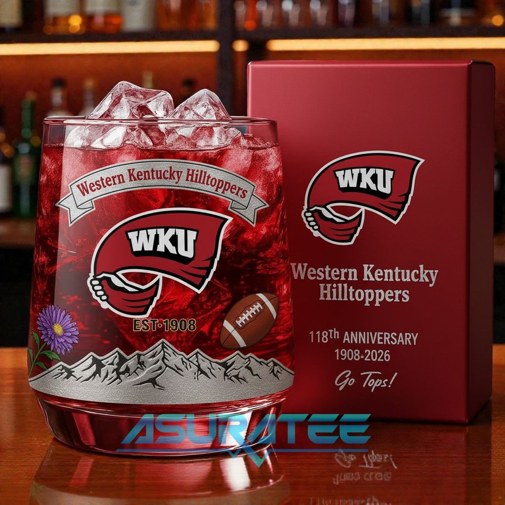 Western Kentucky Hilltoppers Football 118th Anniversary Whiskey Glass