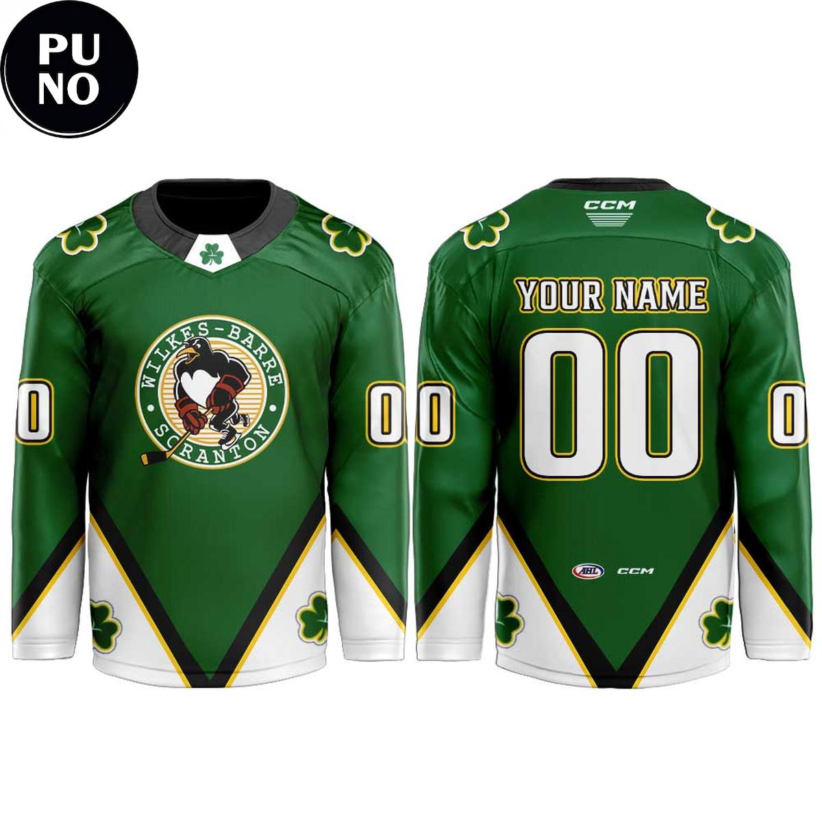 Wilkes-Barre/Scranton Penguins St. Patrick’s Celebration 2026 Personalized Hockey Jersey