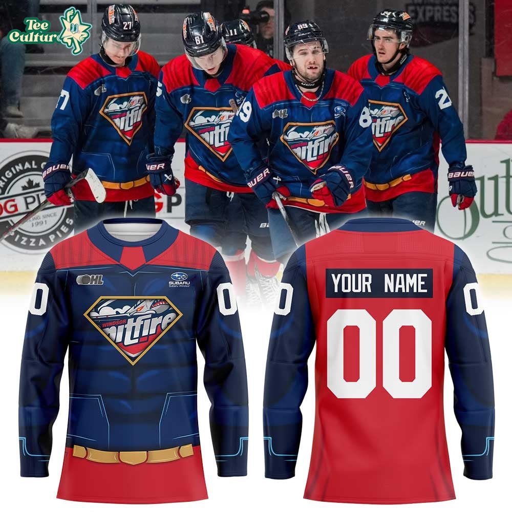 Windsor Spitfires Hockey x Super Hero Night 2026 Hockey Jersey Custom Name, Number