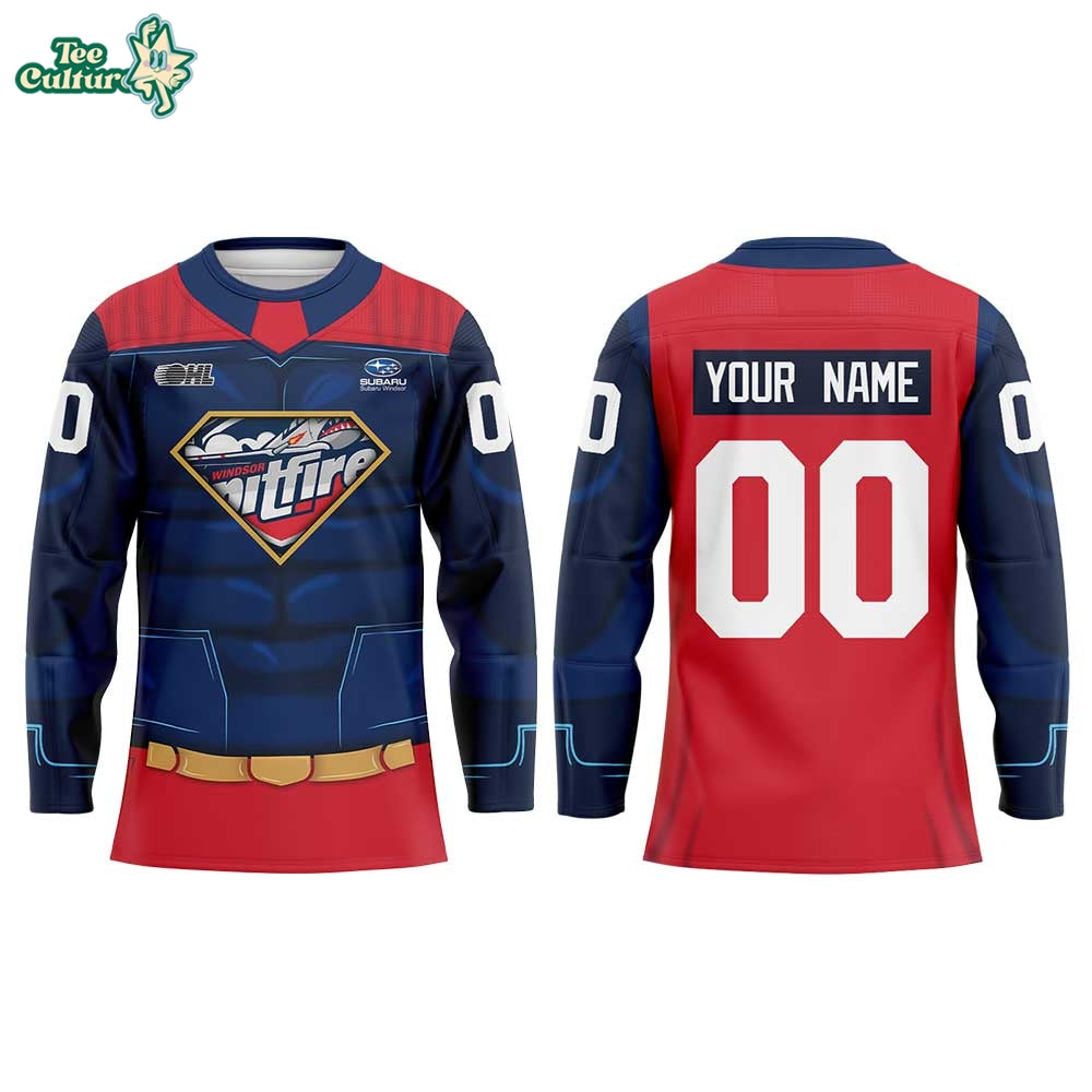 Windsor Spitfires Hockey x Super Hero Night 2026 Hockey Jersey Custom Name, Number