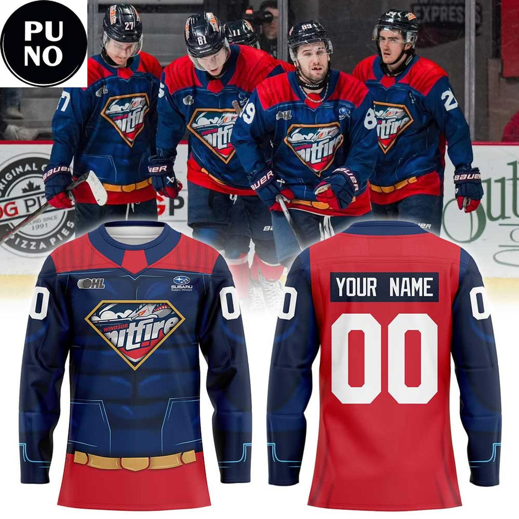 Windsor Spitfires Hockey x Super Hero Night 2026 Personalized Hockey Jersey