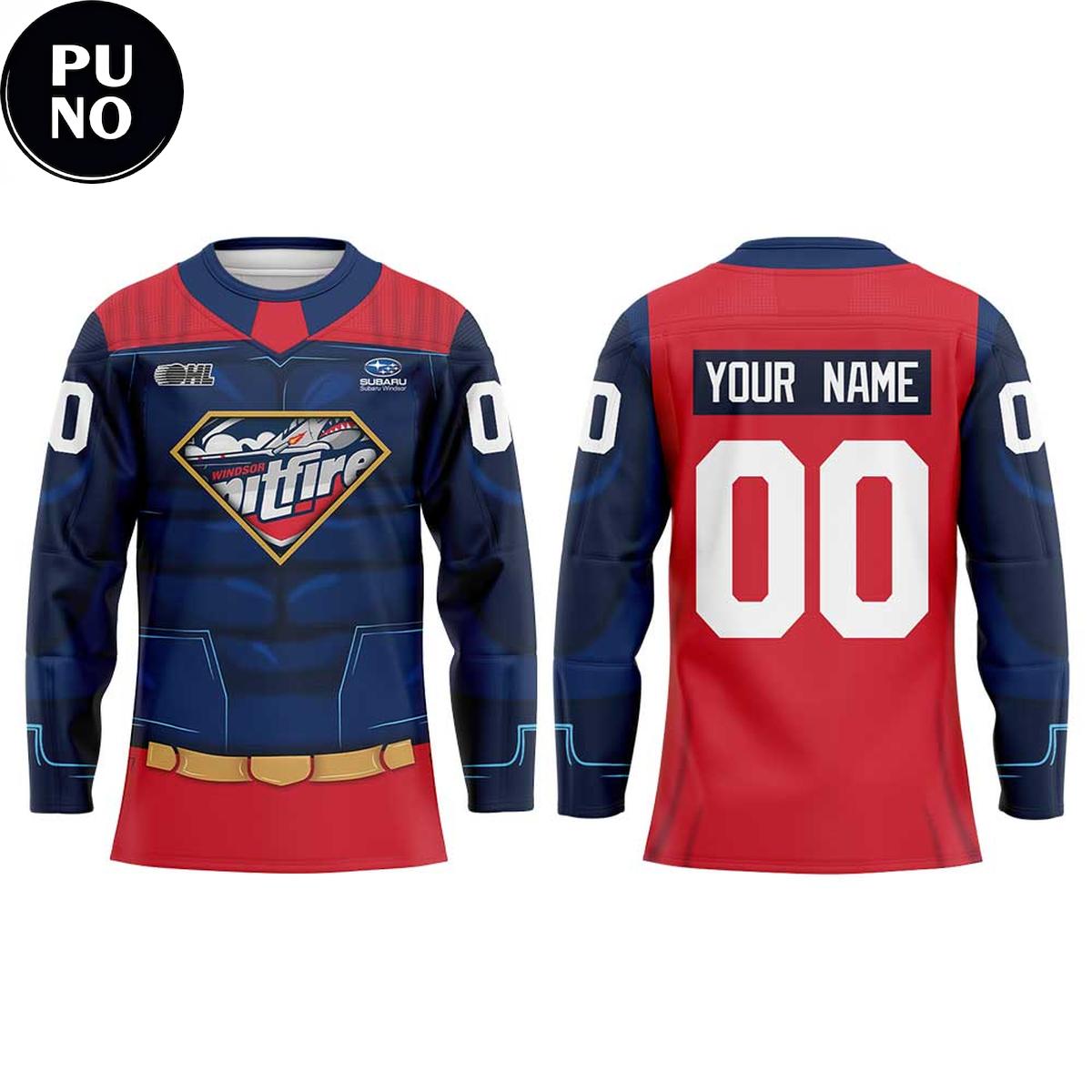 Windsor Spitfires Hockey x Super Hero Night 2026 Personalized Hockey Jersey
