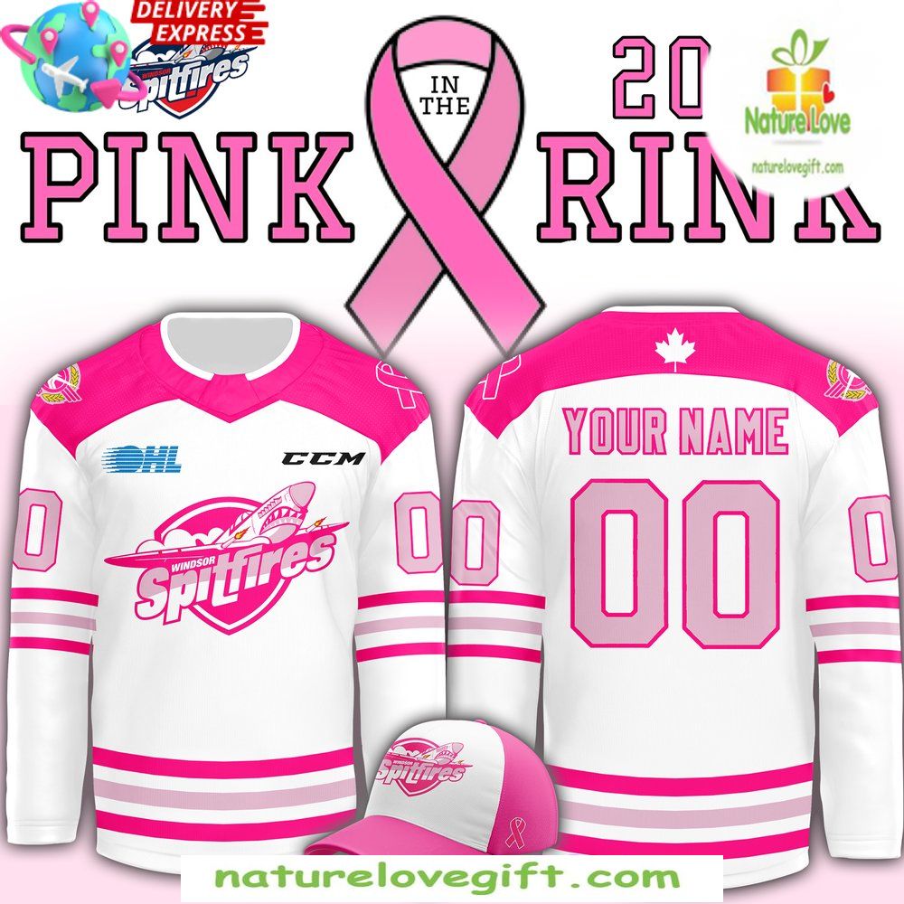 Windsor Spitfires Pink in the Rink 2026 Jersey Hockey