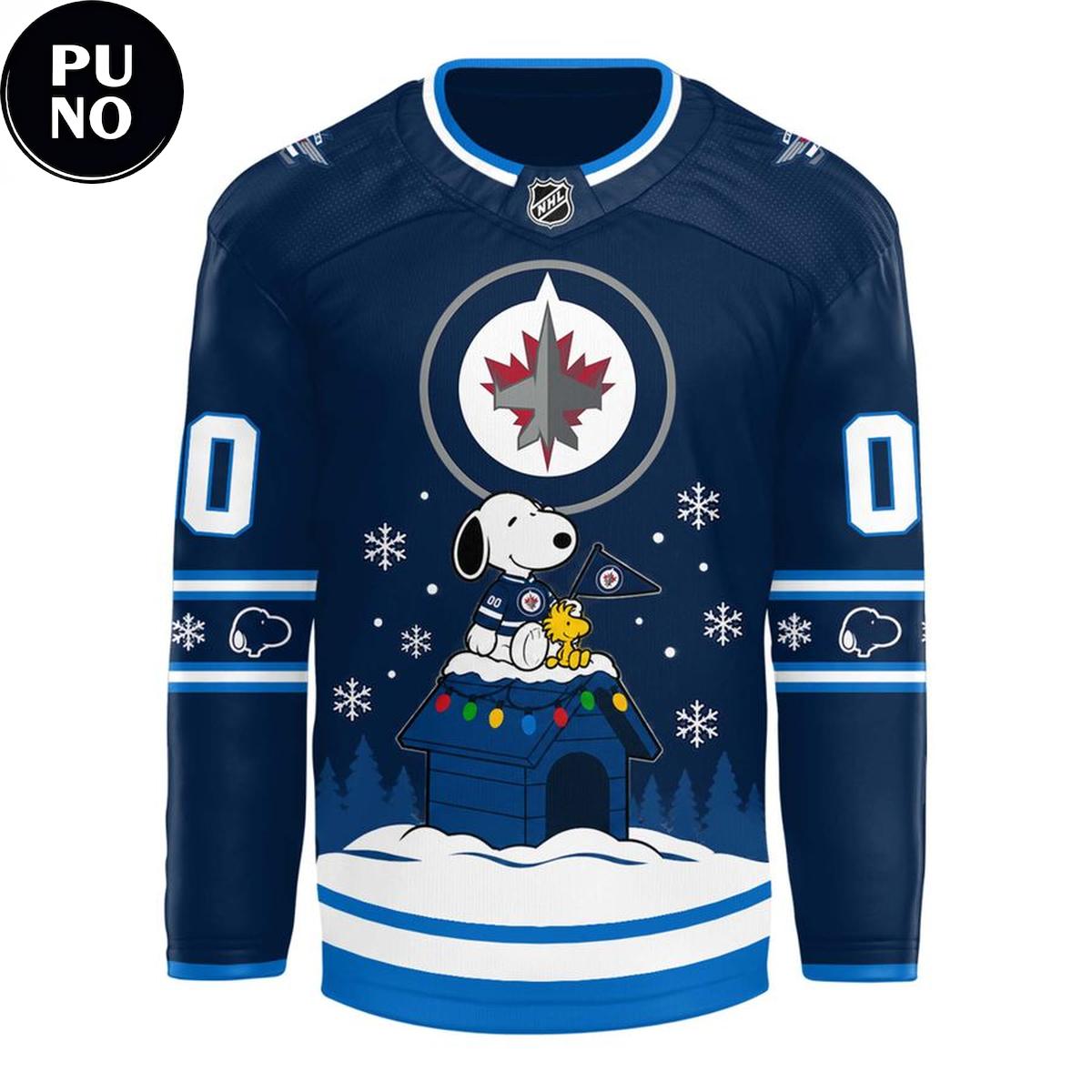 Winnipeg Jets x Snoopy & Woodstock Christmas 2026 Personalized Hockey Jersey
