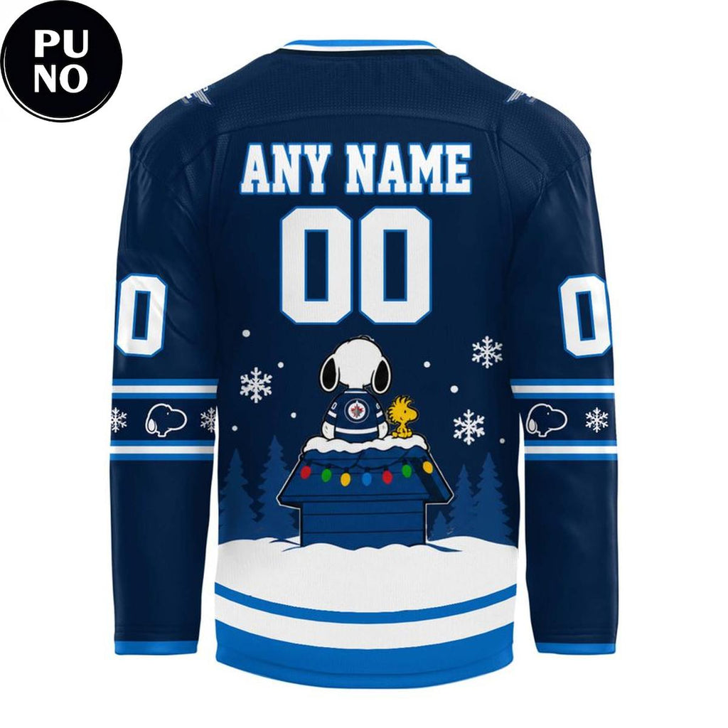 Winnipeg Jets x Snoopy & Woodstock Christmas 2026 Personalized Hockey Jersey