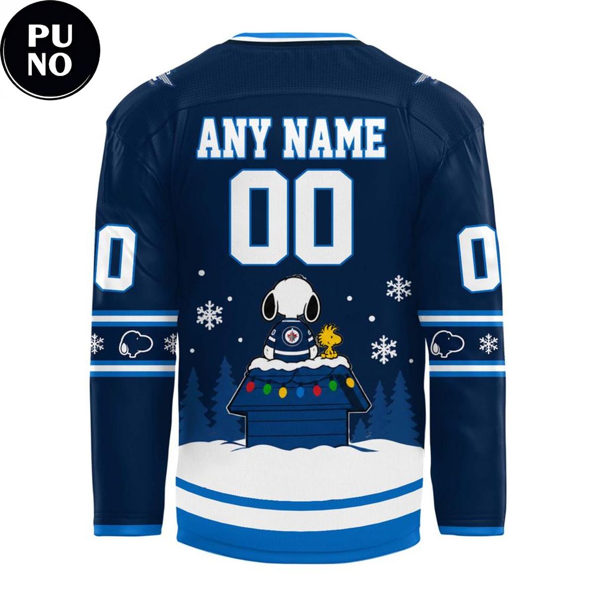 Winnipeg Jets x Snoopy & Woodstock Christmas 2026 Personalized Hockey Jersey