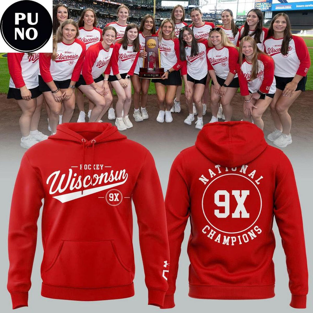 Wisconsin Badgers 9x Women’s Hockey National Champions 2026 Hoodie