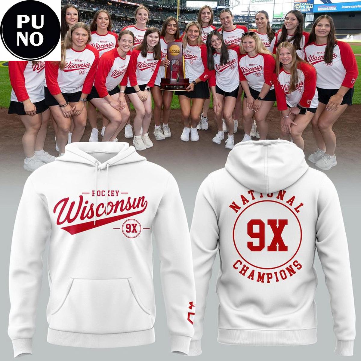 Wisconsin Badgers 9x Women’s Hockey National Champions 2026 Hoodie