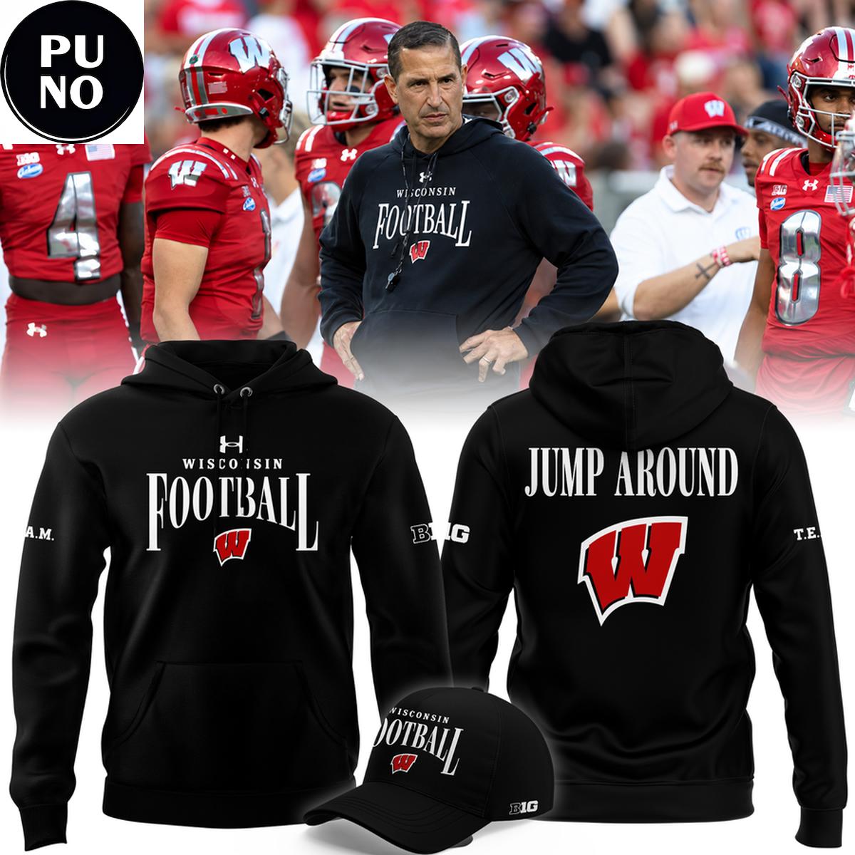 Wisconsin Badgers Football 2026 Head coach Luke Fickell Jump Around Hoodie T-Shirt