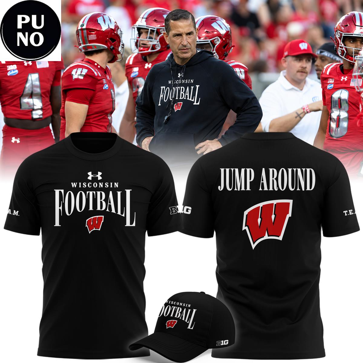Wisconsin Badgers Football 2026 Head coach Luke Fickell Jump Around Hoodie T-Shirt
