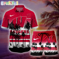 Wisconsin Badgers Palm Tree Summer Hawaiian Shirt, NCAA Sport Summer Hawaiian Set, Summer Beach Short
